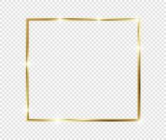 Golden luxury vintage realistic gold shiny glowing frame with shadows isolated on transparent background vector