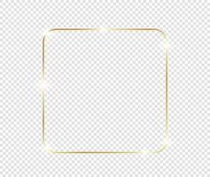 Golden luxury vintage realistic gold shiny glowing frame with shadows isolated on transparent background vector