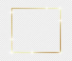 Golden luxury vintage realistic gold shiny glowing frame with shadows isolated on transparent background vector