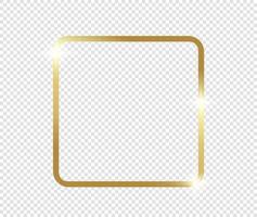 Golden luxury vintage realistic gold shiny glowing frame with shadows isolated on transparent background vector