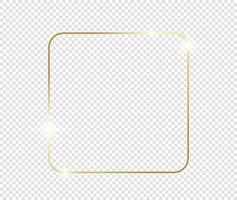 Golden luxury vintage realistic gold shiny glowing frame with shadows isolated on transparent background vector