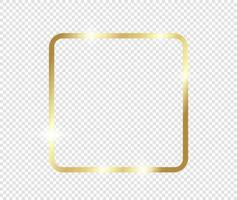 Golden luxury vintage realistic gold shiny glowing frame with shadows isolated on transparent background vector