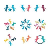 Set of logos of people holding hands vector
