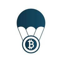 Bitcoin floating on parachute vector