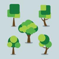 Tree icons with different shaped leaves vector