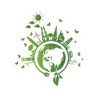 Ecology Green cities help the world with eco friendly concept ideas vector