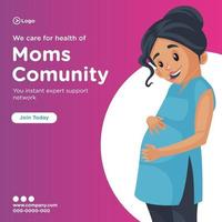 Banner design of we care for the health of moms community vector