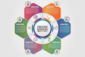 Infographics chart 6 steps options business concept vector