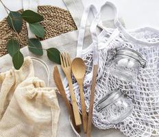 Mesh bag cotton bags and glass jars photo