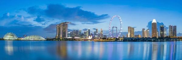Singapore financial district skyline at Marina bay on twilight time. photo