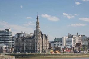 Cityscape of a port of Antwerp in Belgium over the river. photo