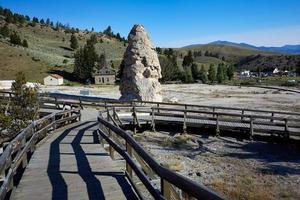 Liberty Cap at the Mammoth Hot Springs. Yellowstone National Park. Wyoming. USA. August 2020 photo