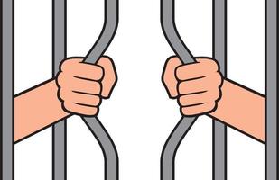Prison break - hands holding bars vector