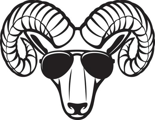 Ram head with aviator sunglasses