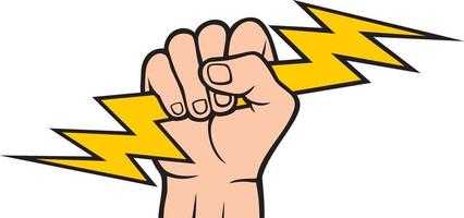 Hand Holding Lightning Bolt vector