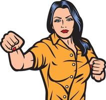 woman punching color vector