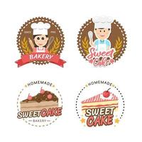 Diseño de etiquetas de panadería dulce y pan para tienda de dulces. vector