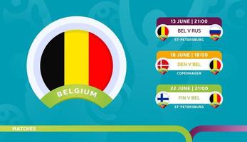 belgium national team Schedule matches in the final stage at the 2020 Football Championship vector
