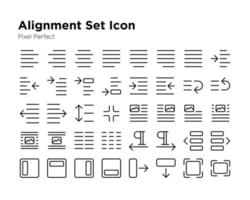 icono de conjunto de alineación pixel perfecto vector