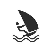 icono de windsurf estilo plano aislado sobre fondo blanco vector