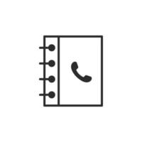 icono de directorio telefónico estilo plano aislado sobre fondo blanco vector