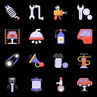 iconos de servicio de taller y lavado de autos vector