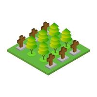 Isometric Cemetery On White Background vector