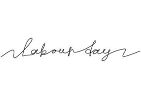 One continuous line drawing of Labour Day hand drawn lettering isolated on white background. Happy Labour Day simple vector web banner. Vector illustration minimalist background, banner, poster