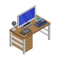 Isometric Office Desk vector