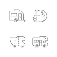 Trailer for van lifestyle linear icons set vector