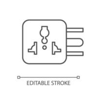 icono lineal de adaptador de viaje vector