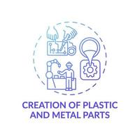 Plastic and metal parts creation concept icon vector