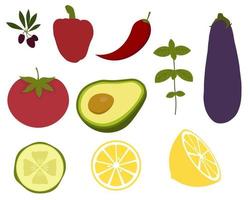 Fresh vegetables set for salad Vector illustration