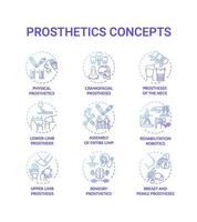 Prosthetics concept icons set vector