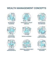 Wealth management concept icons set vector