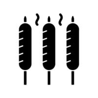 Grilled sausages black glyph icon vector