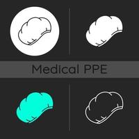 Disposable surgical cap dark theme icons set vector