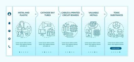 Electronic waste components onboarding vector template