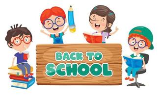 Back To School Concept With Funny Children vector