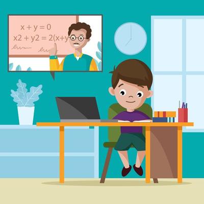 Online School at Home Concept