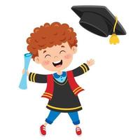 Cartoon Happy Kid In Graduation Costume vector