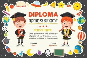 Diploma Certificate For Preschool And Elementary School Kids vector