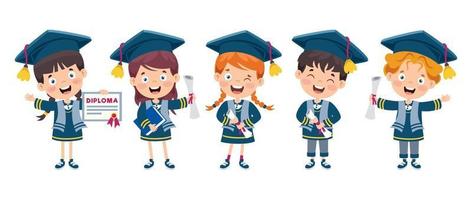 Cartoon Happy Kid In Graduation Costume vector