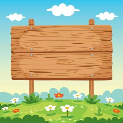 Blank Wooden Sign Board Illustration
