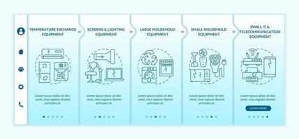Electronic waste categories onboarding vector template