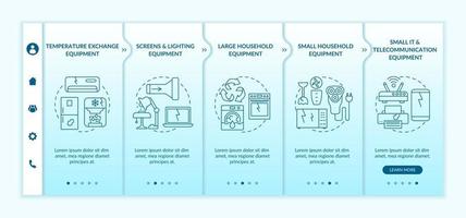 Electronic waste categories onboarding vector template