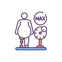 Overweight transfemoral amputee RGB color icon vector