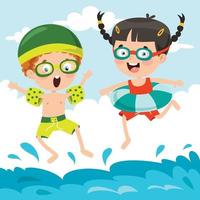 Cartoon Characters Jumping Into Water vector