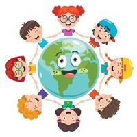 Group Of Children Playing On Earth vector