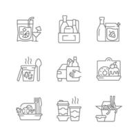 Pickup and delivery option linear icons set vector